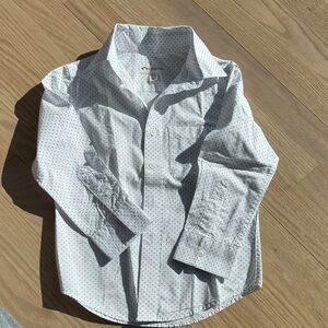 Appaman White Dress Button Down Shirt with Tiny Flower Polka Dots - Size 4T